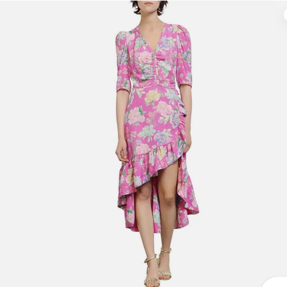 Sandro Leoni high low midi dress
